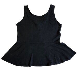 Dots Black Zipper Peplum Tank Top Sz M